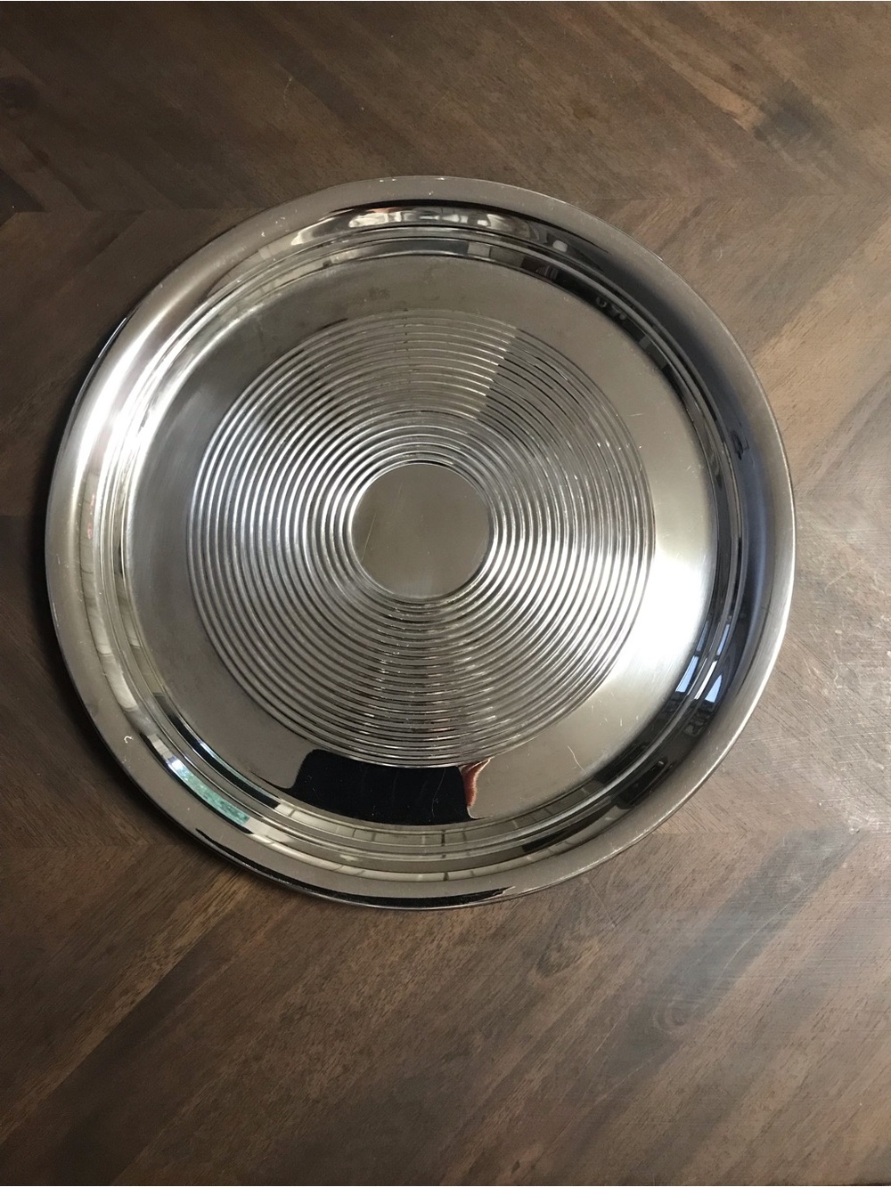 Pottery Barn Retro Round Metal Cocktail Tray - Silver Tone